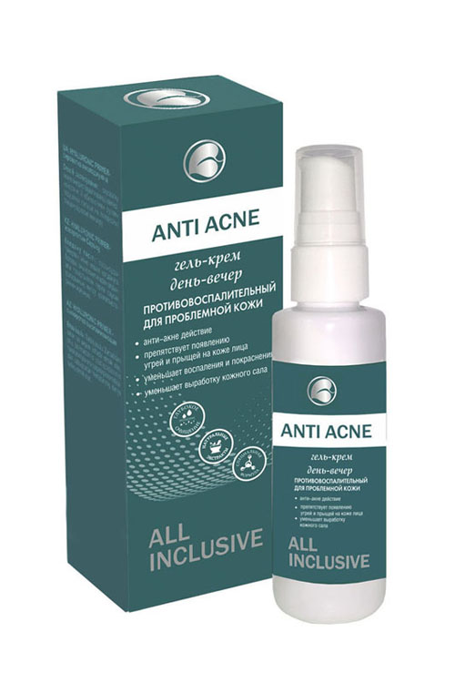 anti acne - гель-крем день - вечер противовоспалительный для проблемной кожи, 70 мл all inclusive
anti acne - гель-крем день - вечер противовоспалительный для проблемной кожи, 70 мл all inclusive