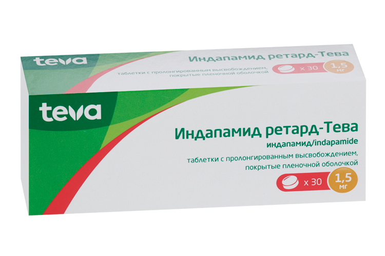 Индапамид ретард-Тева 1.5 мг, 30 шт, таблетки с контролируемым высвобождением покрытые пленочной оболочкой
Индапамид ретард-Тева 1.5 мг, 30 шт, таблетки с контролируемым высвобождением покрытые пленочной оболочкой