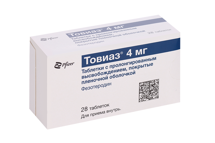 Товиаз, 4 мг, 28 шт, таблетки с пролонгированным высвобождением покрытые пленочной оболочкой
Товиаз, 4 мг, 28 шт, таблетки с пролонгированным высвобождением покрытые пленочной оболочкой