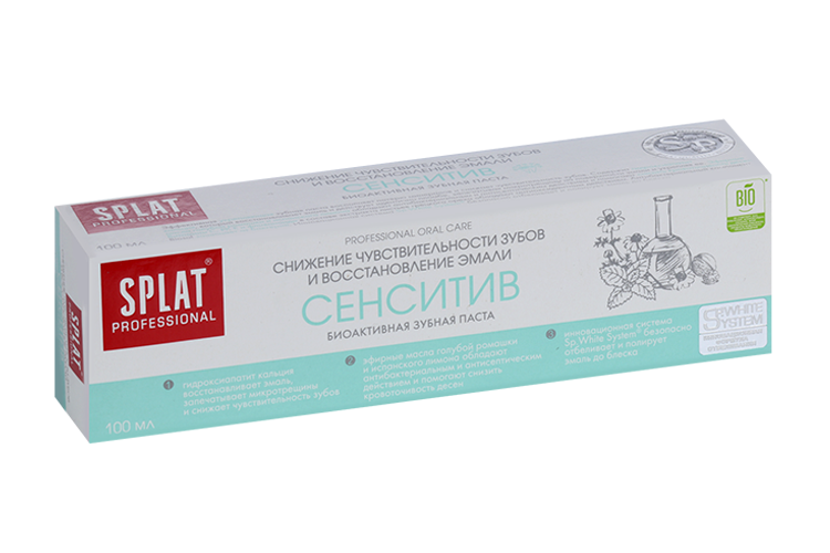 З/паста SPLAT Sensitive без фтора снижение чувствительности и восстановление эмали, 100 мл
З/паста SPLAT Sensitive без фтора снижение чувствительности и восстановление эмали, 100 мл