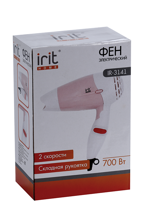 Фен Irit IR-3141, 700 Вт, 2 скорости, 2 темп. режима, концентратор, складная ручка, розовый
Фен Irit IR-3141, 700 Вт, 2 скорости, 2 темп. режима, концентратор, складная ручка, розовый