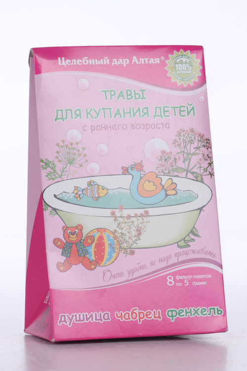 Травы д/купания детей Целебный дар Алтая душица/чабрец/фенхель 8 фильтр-пакетов по 5 г
Травы д/купания детей Целебный дар Алтая душица/чабрец/фенхель 8 фильтр-пакетов по 5 г