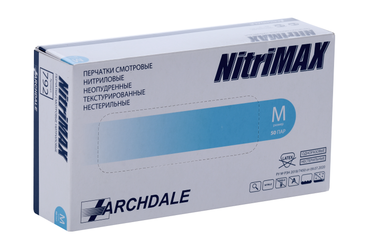 Перчатки ARCHDALE Nitrimax нитрил/смотровые/неопудр/нестерил M, 50 шт, пара голубые
Перчатки ARCHDALE Nitrimax нитрил/смотровые/неопудр/нестерил M, 50 шт, пара голубые