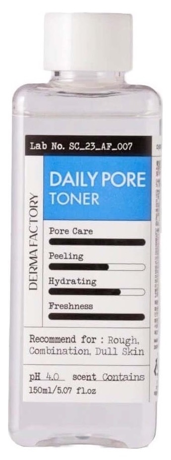 Тонер Derma Factory Daily Pore с AHA/BHA/PHA/LHA кислотами д/очищения пор, 150 мл
Тонер Derma Factory Daily Pore с AHA/BHA/PHA/LHA кислотами д/очищения пор, 150 мл