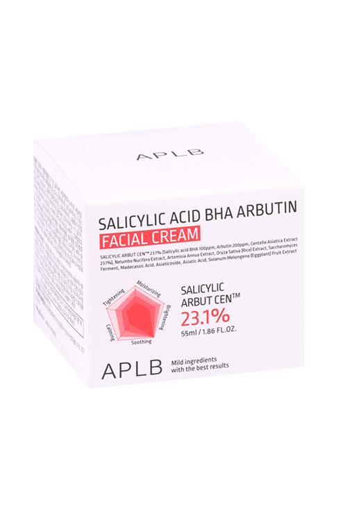 Крем APLB д/лица с салициловой кислотой BHA и арбутином, 55 мл
Крем APLB д/лица с салициловой кислотой BHA и арбутином, 55 мл