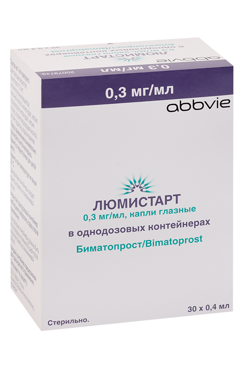 Люмистарт 0.3 мг/мл, 0,4 мл, 30 шт, капли глазные
Люмистарт 0.3 мг/мл, 0,4 мл, 30 шт, капли глазные