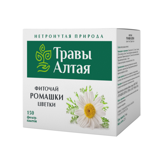 Ромашки цветки серии Алтай, 1,5 г, 150 шт, ф/п
Ромашки цветки серии Алтай, 1,5 г, 150 шт, ф/п