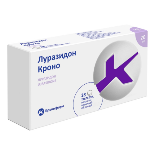 Луразидон Кроно 20 мг, 28 шт, таблетки покрытые пленочной оболочкой
Луразидон Кроно 20 мг, 28 шт, таблетки покрытые пленочной оболочкой