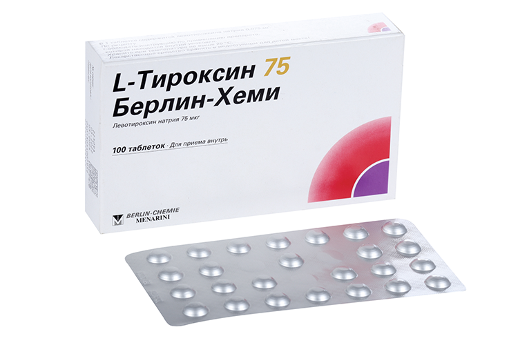 Л-Тироксин 75 Берлин-Хеми 75 мкг, 100 шт, таблетки