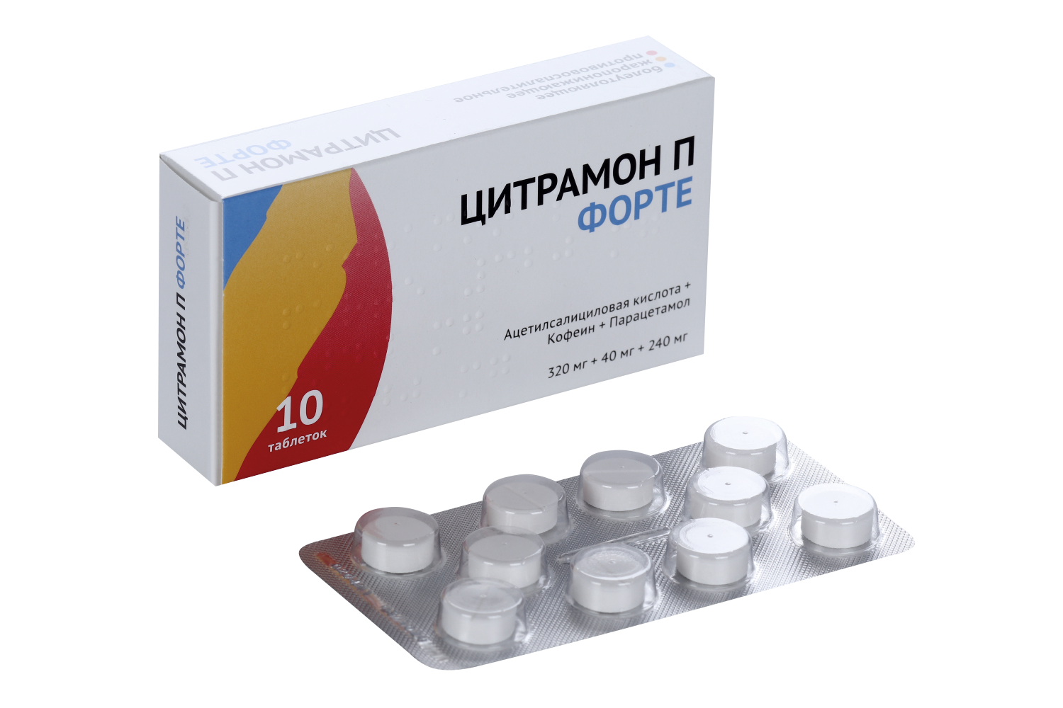 

Цитрамон П Форте 320 мг+40 мг+240 мг, 10 шт, таблетки
