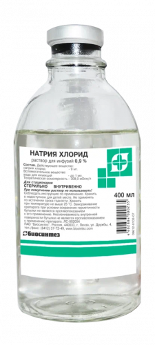 

Натрия хлорид 0.9%, 400 мл, 12 шт, раствор для инфузий