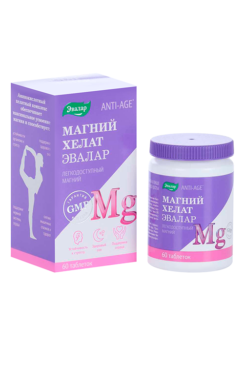 

Магний Хелат, 1,4 г, 60 шт, таблетки