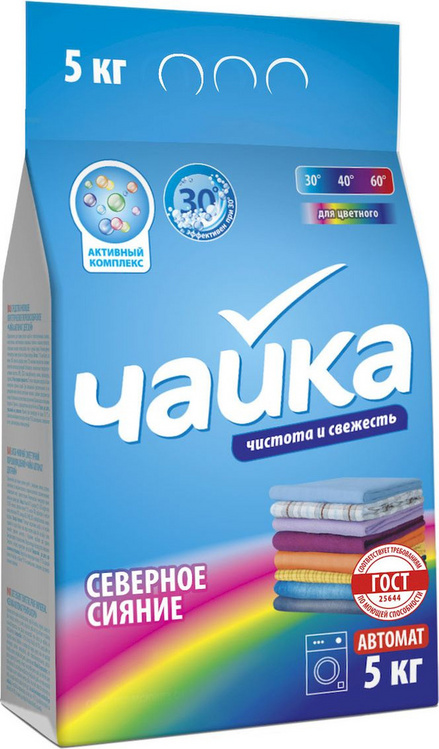 Порошок стиральный Чайка Северное сияние автомат д/цветного белья 5 кг