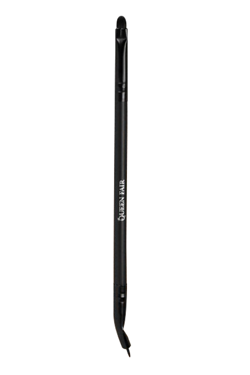 Кисть д/макияжа Queen fair Premium Brush тонкая двусторонняя в чехле 14,5 см цвет черный