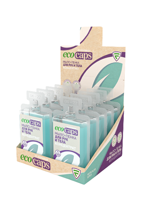Мыло-пенка Flexfresh EcoCaps жидкое д/рук/тела концентрат морской бриз, 50 мл, 10 шт
