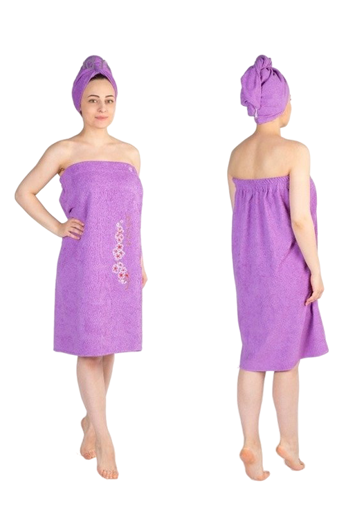 

Набор д/сауны Гранд-Стиль махр жен Килтюбка 80х150 +-2 см + чалма цвет сиреневый