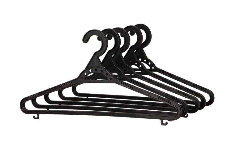 

Набор вешалок-плечиков д/одежды СибПолимер размер 46-48 5 шт цвет черный