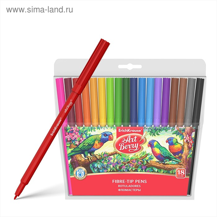 

Фломастеры ErichKrause 18 цветов ArtBerry, 1-2 мм, микс