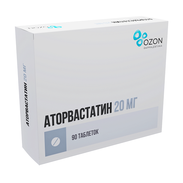 

Аторвастатин 20 мг, 90 шт, таблетки покрытые пленочной оболочкой
