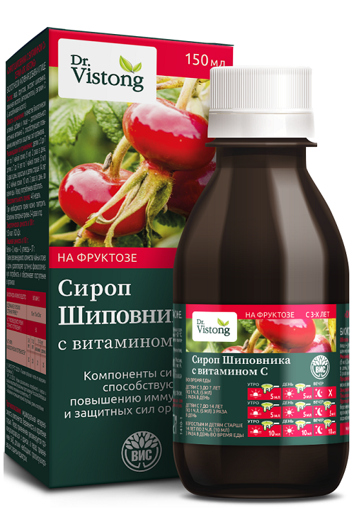 

Сироп Dr.Vistong Шиповника с витамином С б/сах с фруктозой, 150 мл