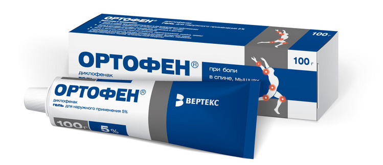 

Диклофенак Ортофен 5%, 100 г, гель для наружного применения