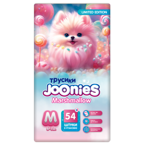 

Подгузники-трусики Джунис Marshmallow M (6-11кг), 54 шт