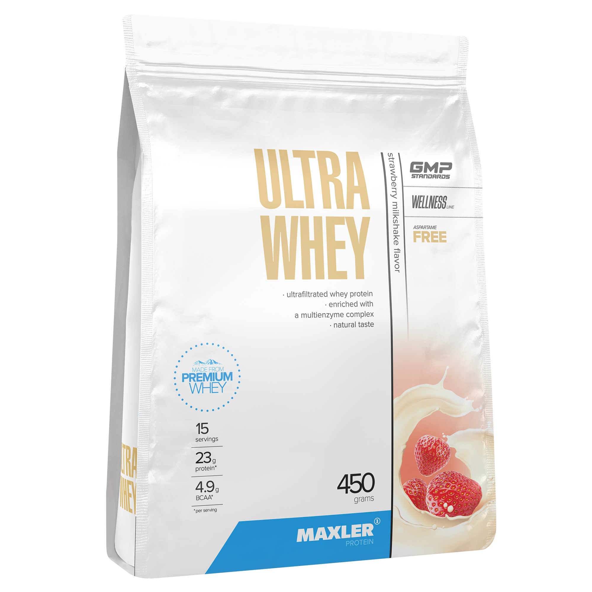 Протеин сывороточный Maxler Ultra Whey, 450 гр - клубничный милкшейк