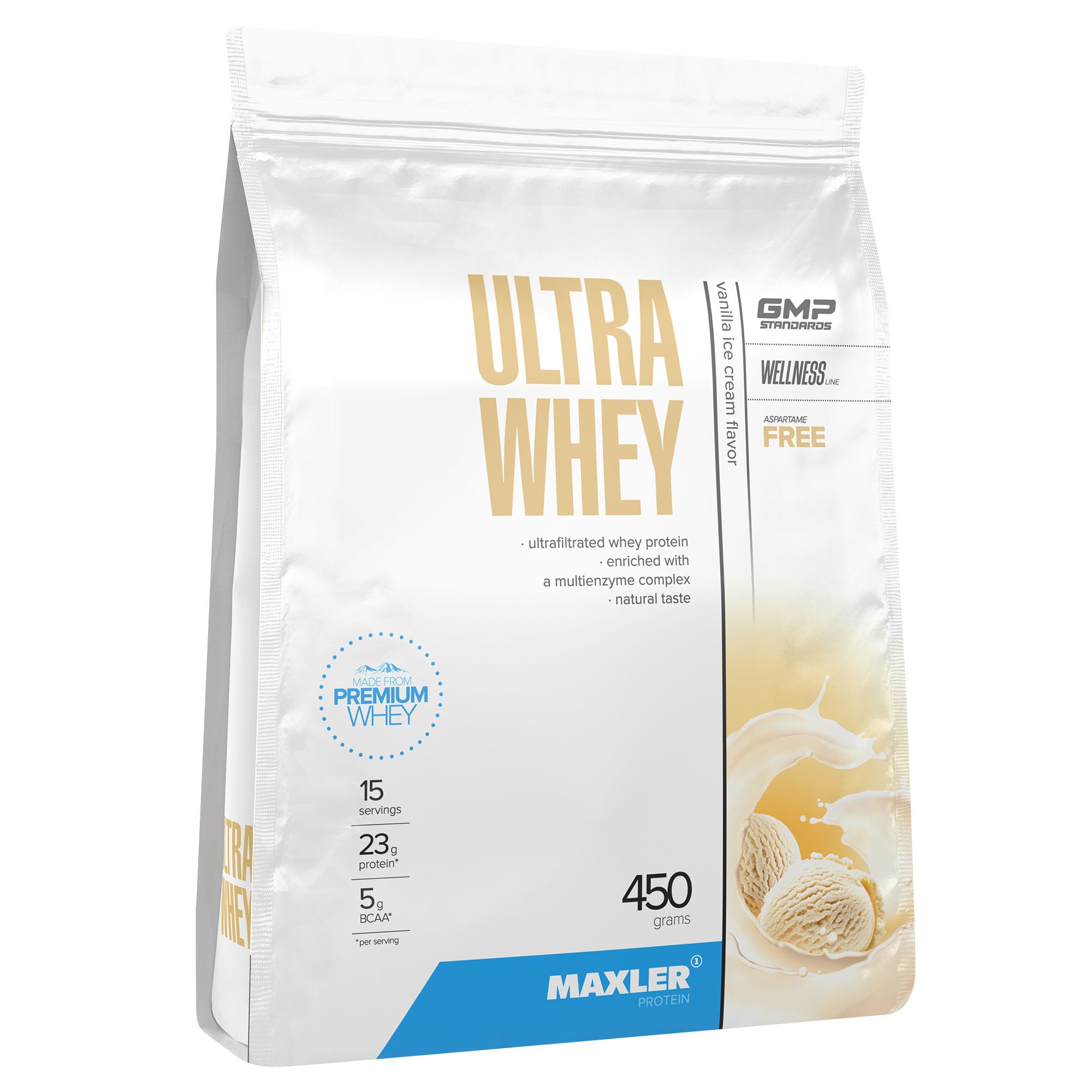 Протеин сывороточный Maxler Ultra Whey, 450 гр - ванильное мороженое