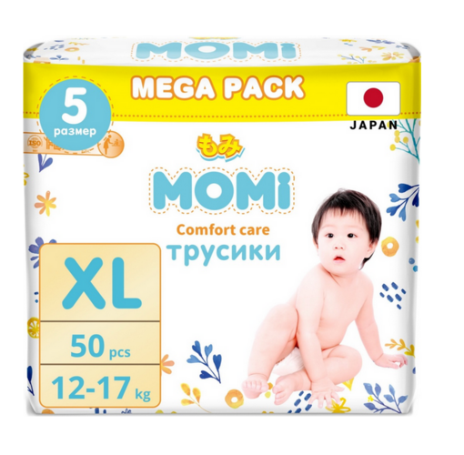 

Подгузники-трусики MOMI Comfort Care XL (12-17 кг), 50 шт, Mega Pack