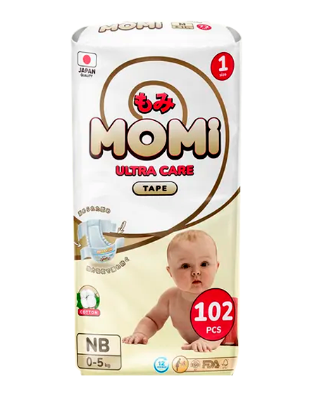 

Подгузники MOMI Ultra Care д/новорожденных NB (0-5 кг), 102 шт, Mega Pack