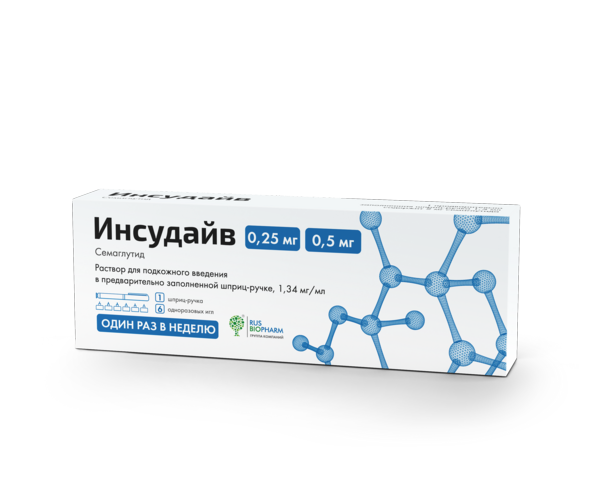 

Инсудайв 0.25/0.5 мг/доза, 1,5 мл, раствор для подкожного введения шприц-ручка/в комплекте с иглами-6 шт