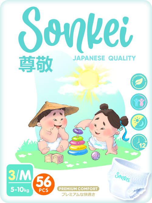 

Подгузники-трусики SONKEI Premium Comfort детские M (5-10кг), 56 шт