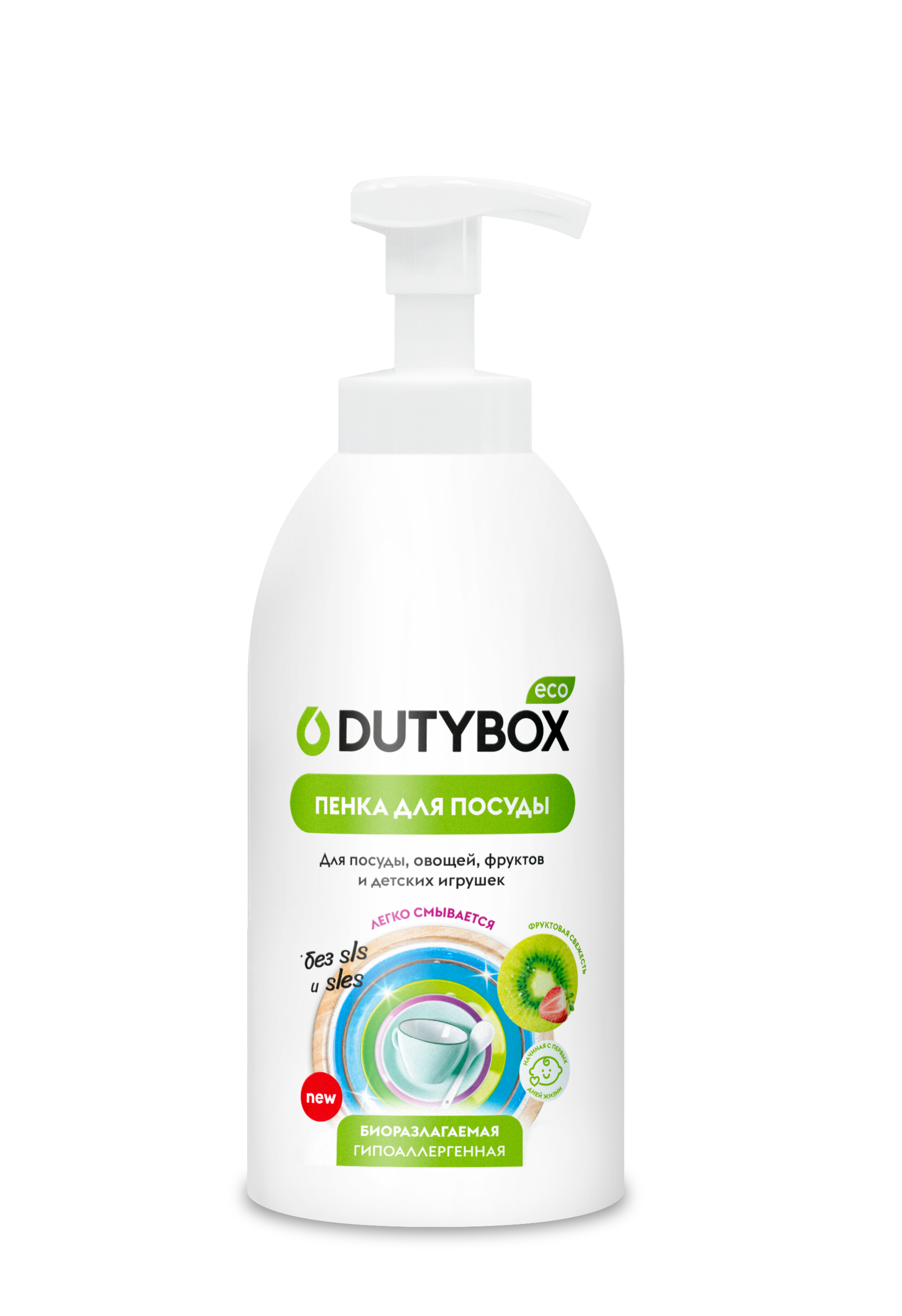 

Эко-пенка Dutybox для мытья посуды, овощей и фруктов, 500 мл.
