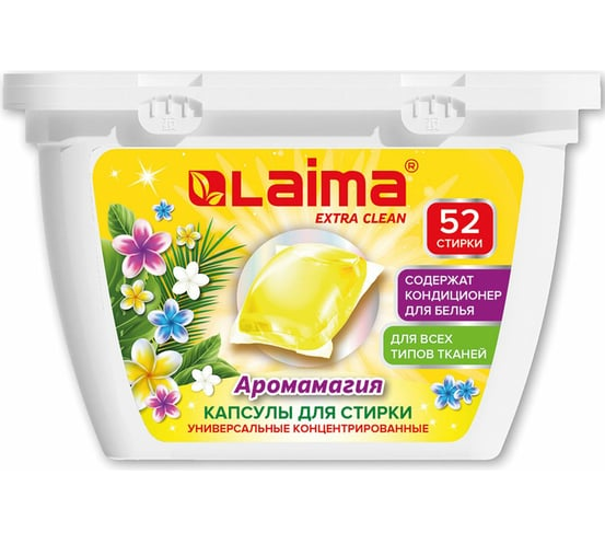 

Капсулы Laima Аромамагия концентрат с кондиционером д/стирки белья 52 шт