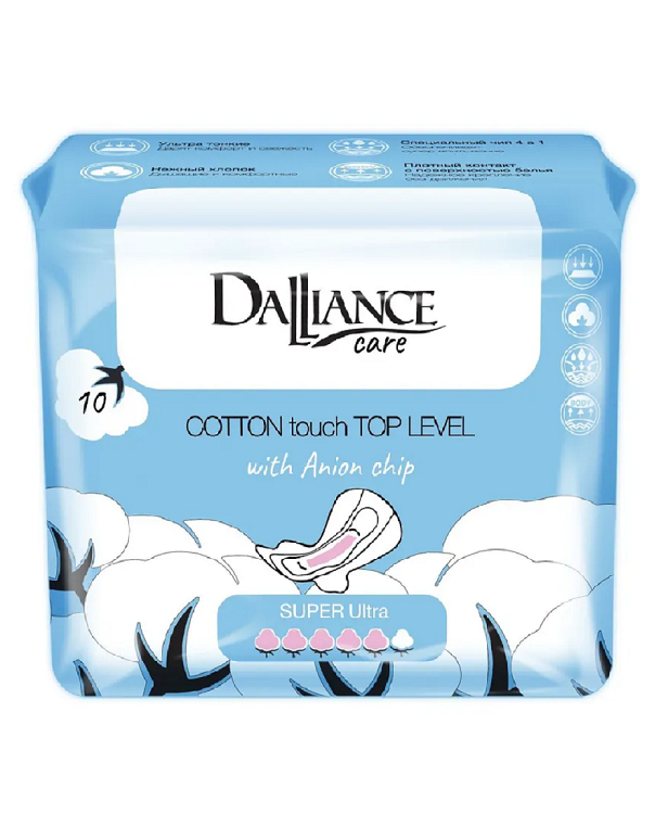 

LILO Прокладки гигиенические DALLIANCE Care COTTON touch SUPER Ultra, 10шт. (Китай)