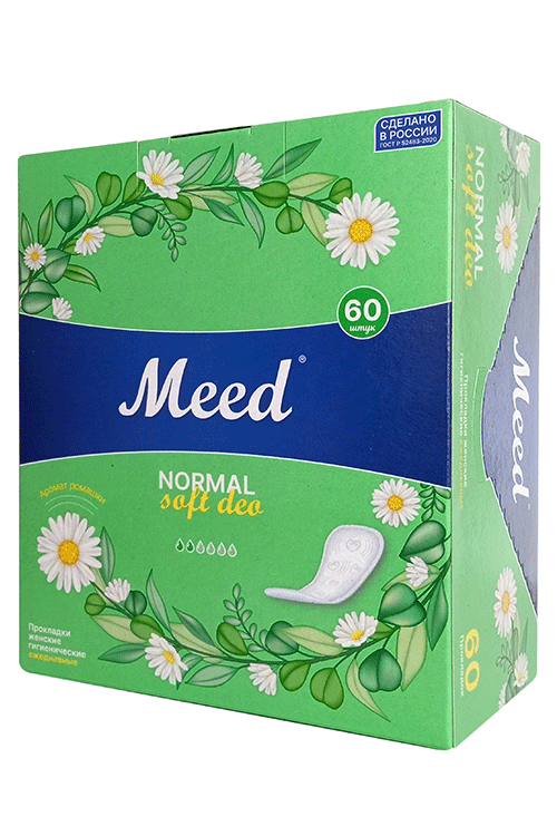 

Прокладки женские гигиенические Meed ежедневные целлюлозные Soft deo, 60 шт