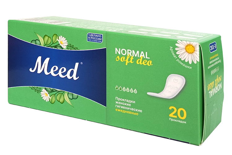 

Прокладки женские гигиенические Meed ежедневные целлюлозные Soft deo, 20 шт