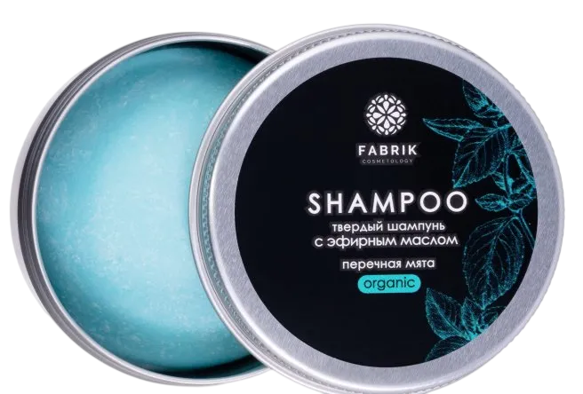 Шампунь твердый для волос с эфирным маслом Перечная мята 55 г Fabrik Cosmetology