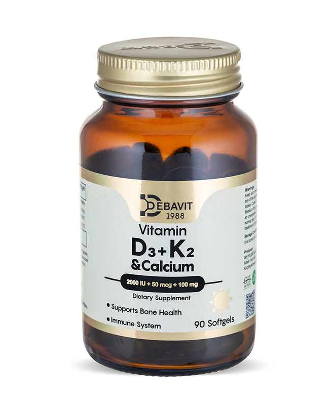 Кальций Debavit D3 2000 МЕ + K2 MK-7 + Бисглицинат, Кости, 90 капсул Халяль