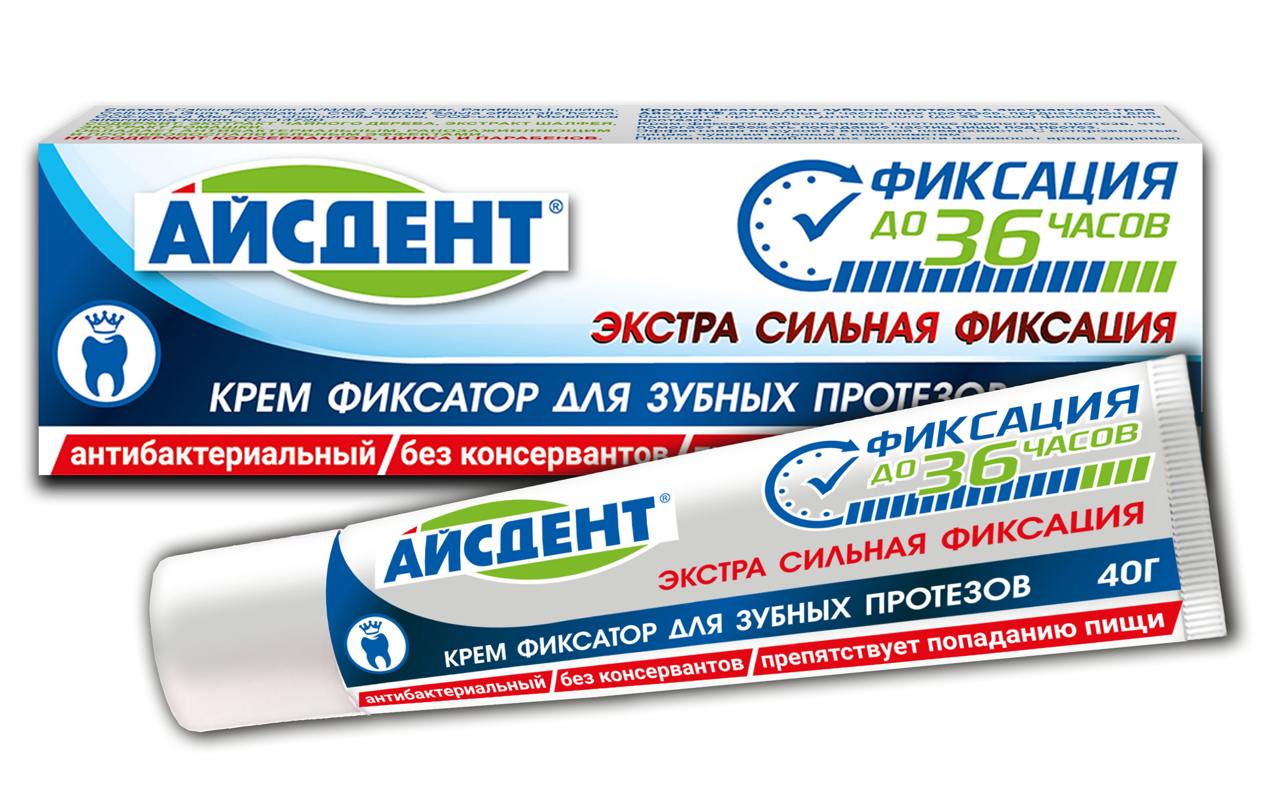 

Айсдент крем-фиксатор для зубных протезов экстра сильная фиксация 40 гр