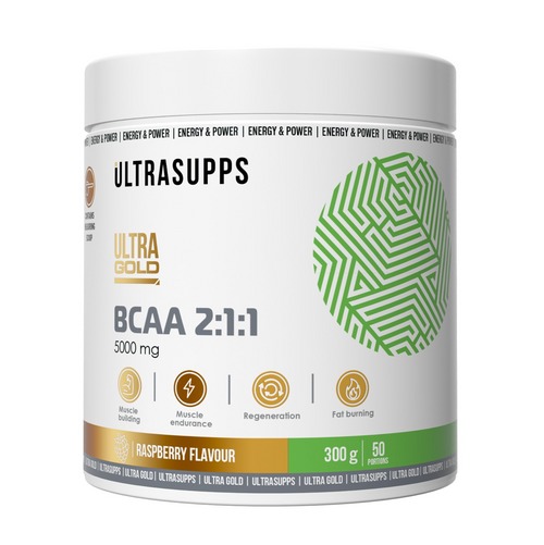 Аминокислоты Ультрасаппс Ультра Голд BCAA  2:1:1 малина, 300 г, порошок