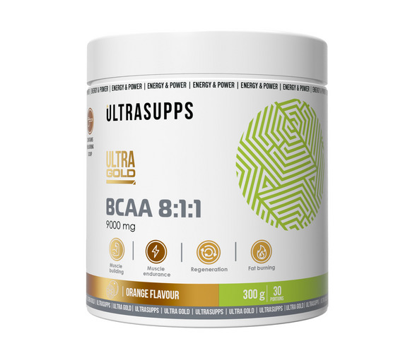 Аминокислоты Ультрасаппс Ультра Голд BCAA  8:1:1 апельсин, 300 г, порошок