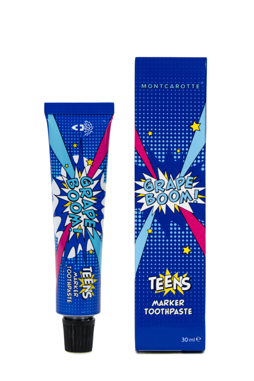 Зубная паста маркер с индикатором зубного налета виноград MontCarotte Teens 30 мл от 7 лет 990₽