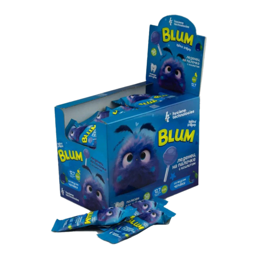 Леденцы Blum Xylitol Lollipop на палочке с ксилитом Черника, 50 шт