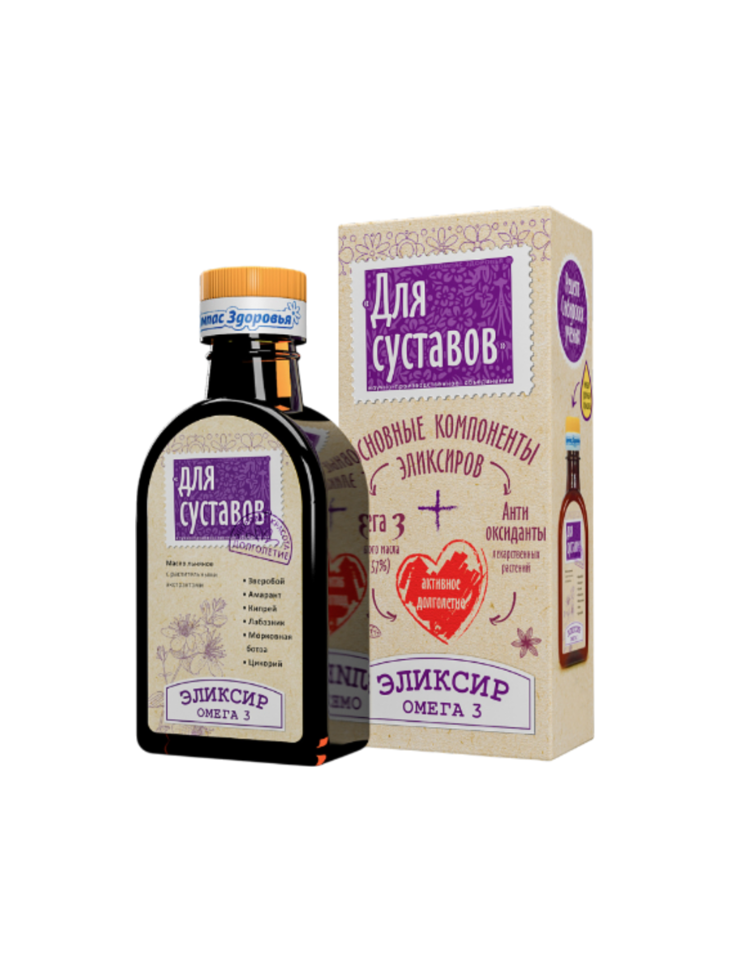 Масло льняное Эликсир для суставов, 200 мл, Компас Здоровья