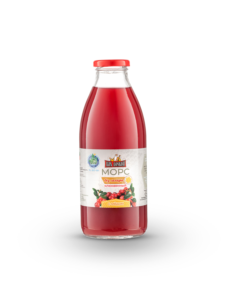 Морс БИО Царь Берендей Клюквенный с мёдом, 0,75л.