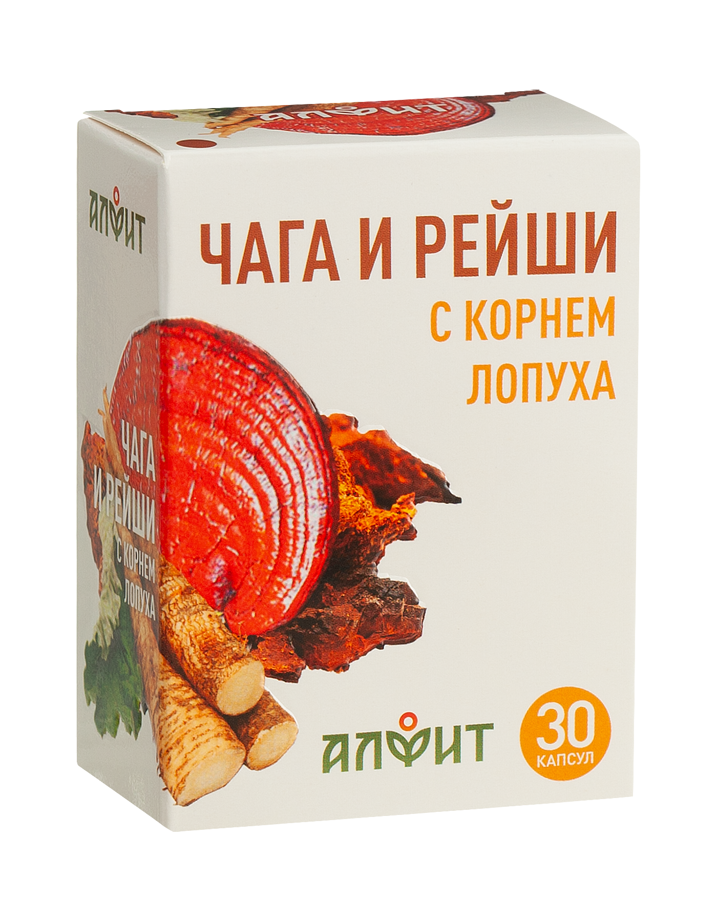 БАД Алфит Чага и рейши с корнем лопуха, 30 капс.