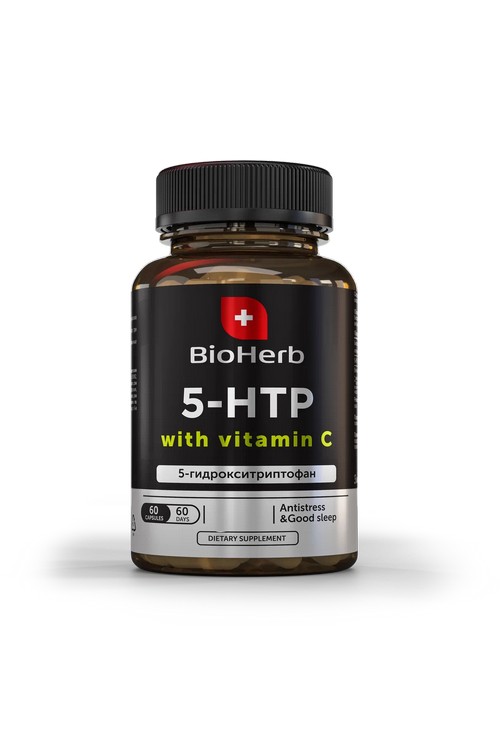 BioHerb БАД 5-HTP, 5-гидрокситриптофан, успокоительное для взрослых, антистресс, 60 капсул