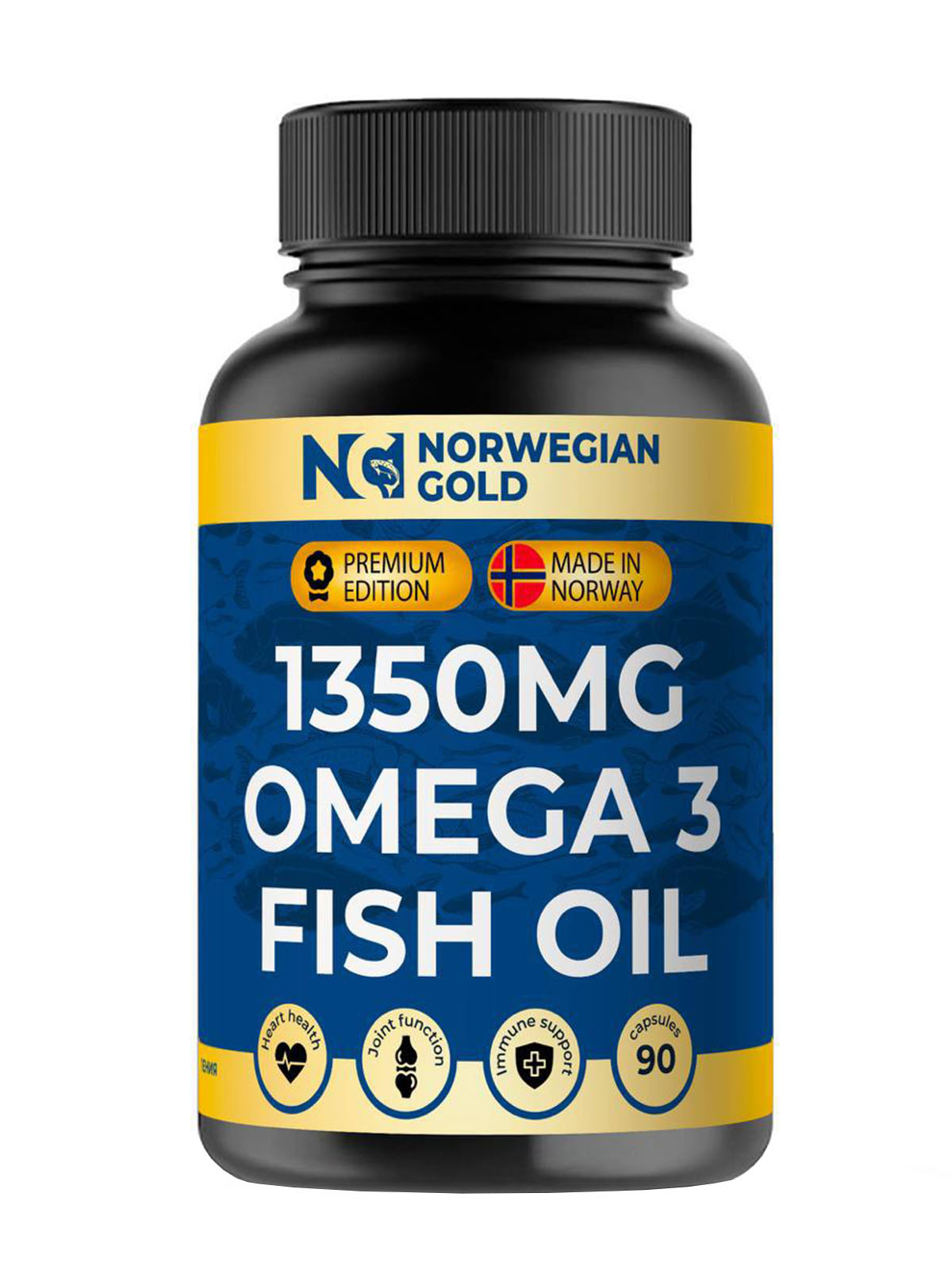 Norwegian Gold, Омега 3 Nature, Витамины для иммунитета, Рыбий жир с витамином Е, 1350 мг из Дикого