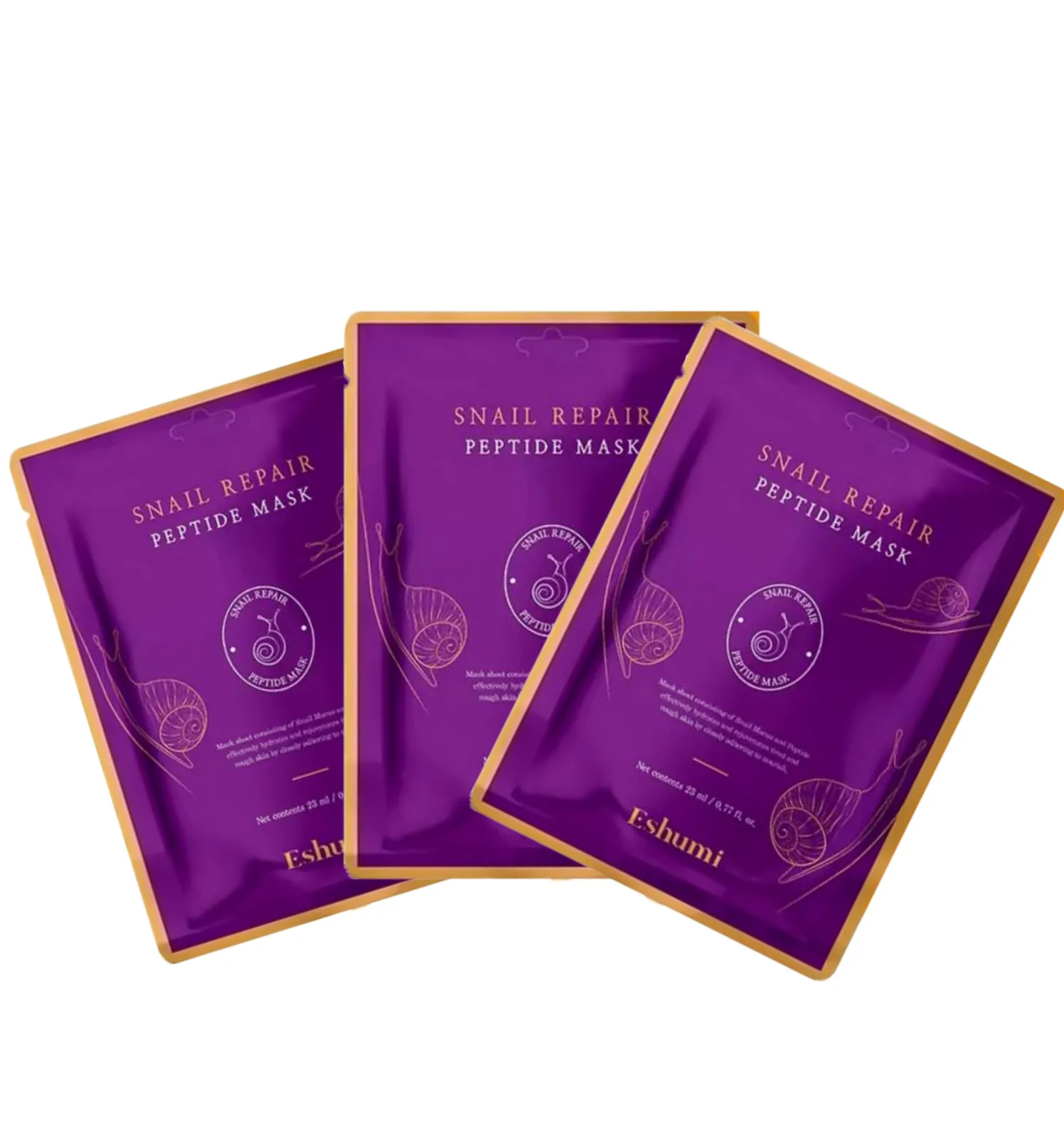 Маска антивозрастная с пептидами Eshumi Snail Repair Peptide, 3 штуки по 23 мл